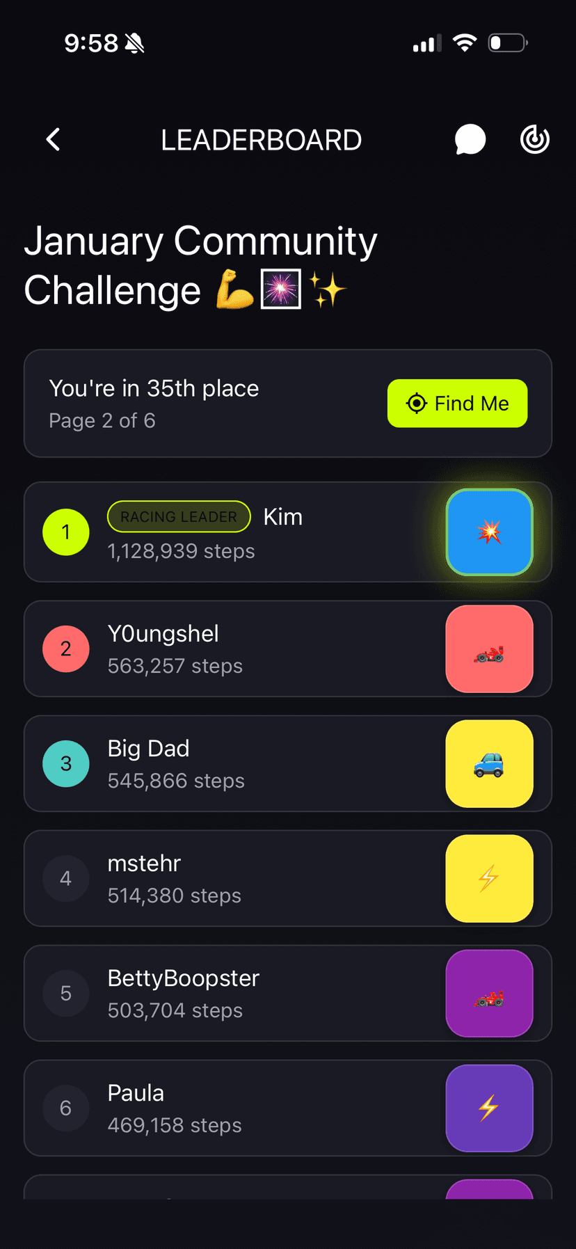 Race leaderboard with multiple players